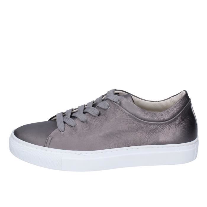 Baskets Sneakers Femme TRIVER FLIGHT Gris Cuir Talon