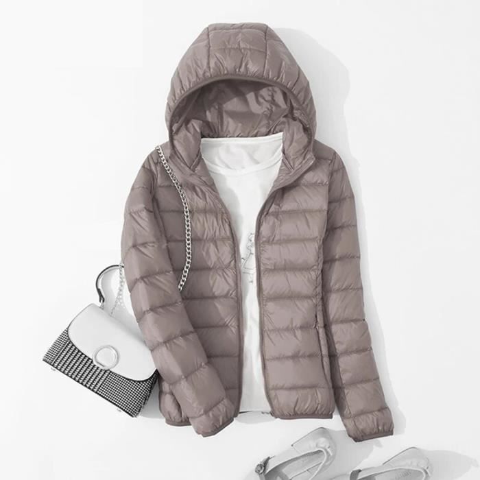 Printemps automne femmes ultra leger mince doudoune duvet de canard vestes a capuche chaud hiver manteau Parka femme Portable veteme Noir Cdiscount Pret a Porter