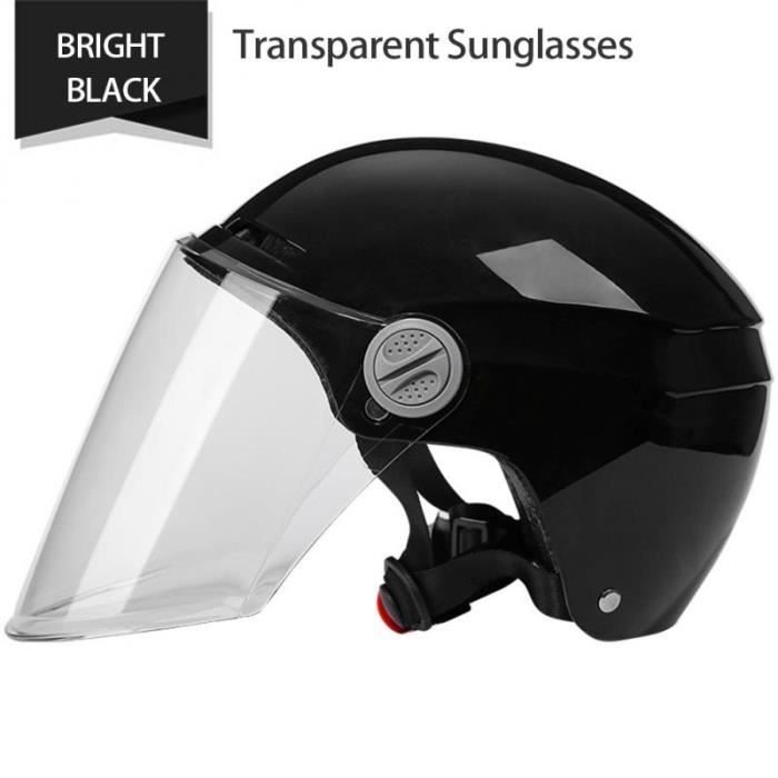 Casque Bol Moto Homologué ECE Vintage Mobylette ​Demi Jet Casque Avec Double Visière Bluetooth Casque