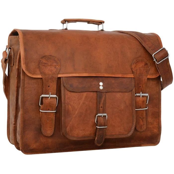 Cartable best sale cuir marron