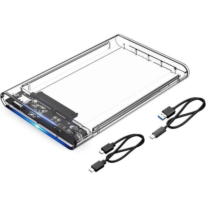 Orico Boîtier de disque dur USB 3.1 de type C avec UASP pour HDD et SSD SATA III de 25 pouces-Transparent