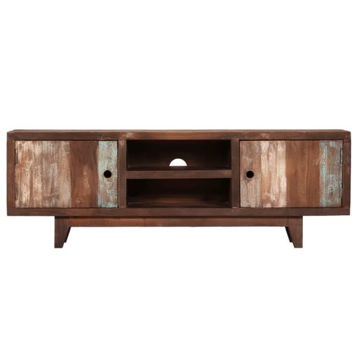 meuble hifi contemporain - ovonni - vintage 118x30x40 cm - bois d'acacia massif