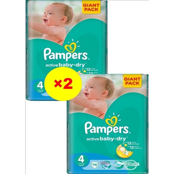 PAMPERS baby dry taille 4 (714kg) pack 152 couches Cdiscount
