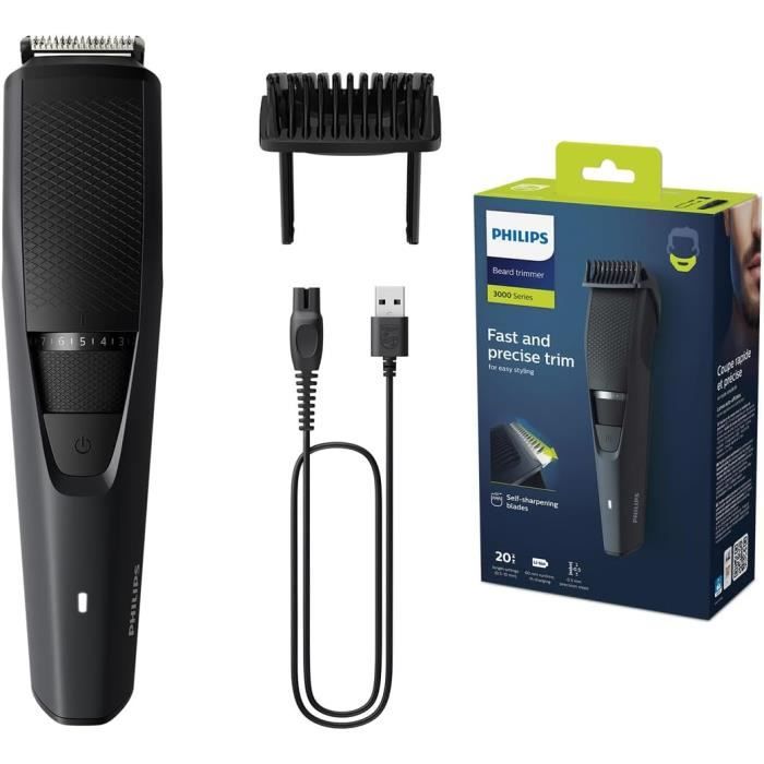 Philips Series 3000 tondeuse à barbe électrique pour hommes avec lames auto affûtées doté d'un système de guidage de coupe se recharge en 1 heure pour une autonomie de 60min modèle BT323315 - vue 6