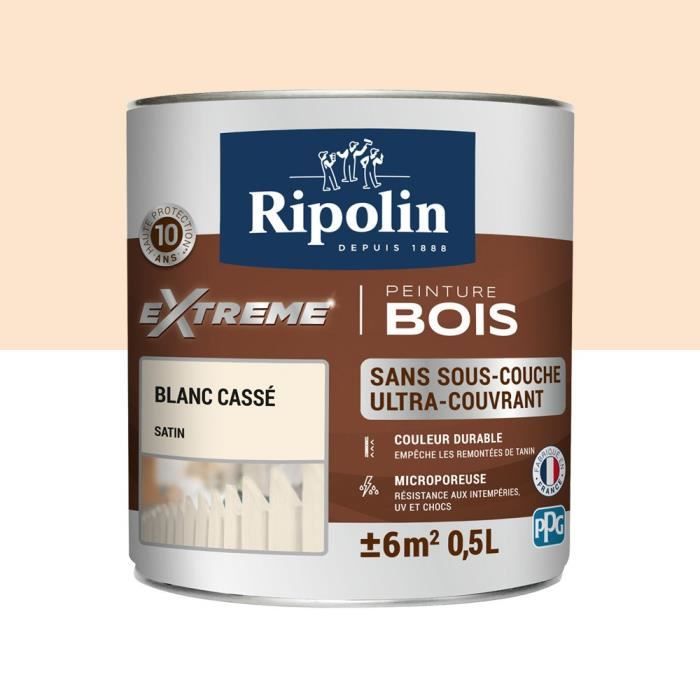 RIPOLIN Peinture pour pour Bois Intérieur & Extérieur - Blanc Cassé Satin,  0,5L - Cdiscount Bricolage