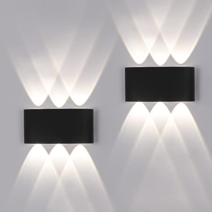 Klighten Lot De 2 Appliques Murales LED Extérieures 24W - 3000K Chaleureux, IP65 Étanche, Design Moderne Rectangulaire Noir Pour Intérieur, Extérieur Et Patio