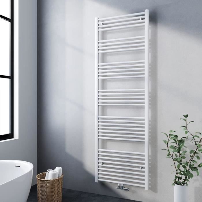 Sèche-Serviettes Électrique Murale 80W - Chauffage Fibre De Carbone, Température Constante 55°C - Alliage Aluminium Blanc 45x30 Cm - Pour Salle De Bain - 4