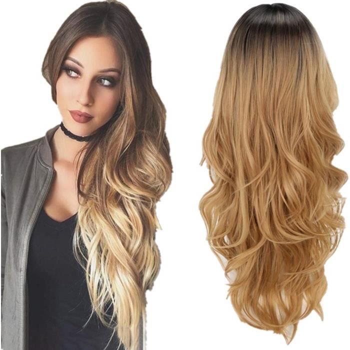 perruque blonde longue bouclée
