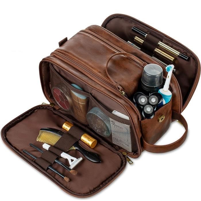 Trousse de Toilette pour Homme avec Grande Capacite Trousse de Maquillage avec Impermeable PU avec Sac Etanche 24 x 15 x 16 cm Cdiscount Bagagerie Maroquinerie