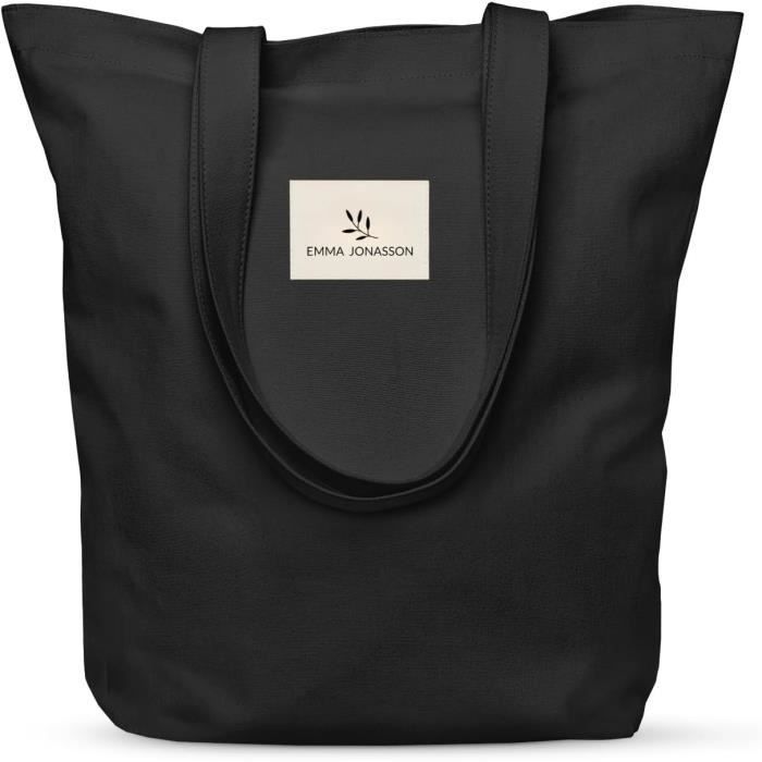 emma jonasson tote bag femme - sac tissu avec fermeture éclair et poche intérieure - sac en toile femme - aestetic cotoag - canv4