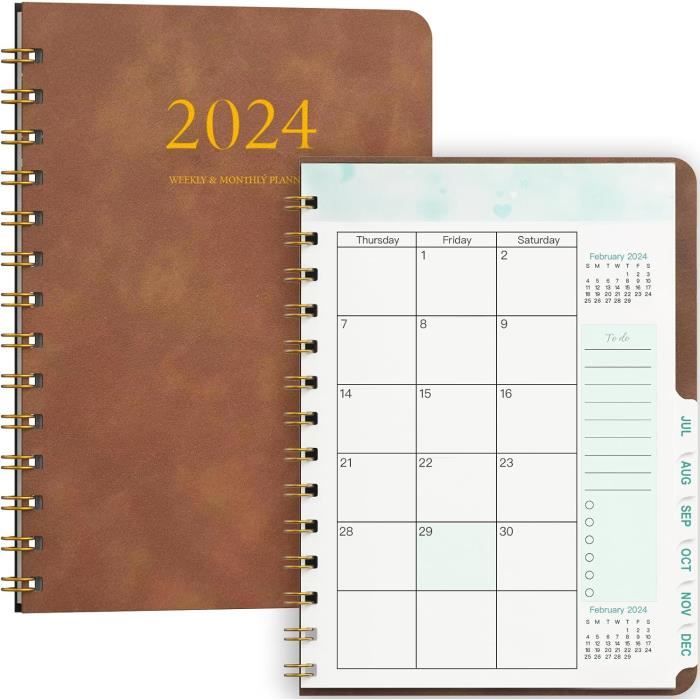 Agenda Semainier 2026 A5 – Spirale, Couverture Florale, Pages Mensuelles Et Hebdomadaires, élastique