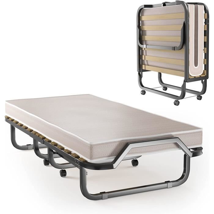LIFEZEAL Lit Pliant Adulte avec Cae Métal, Lit Pliable avec Matelas de