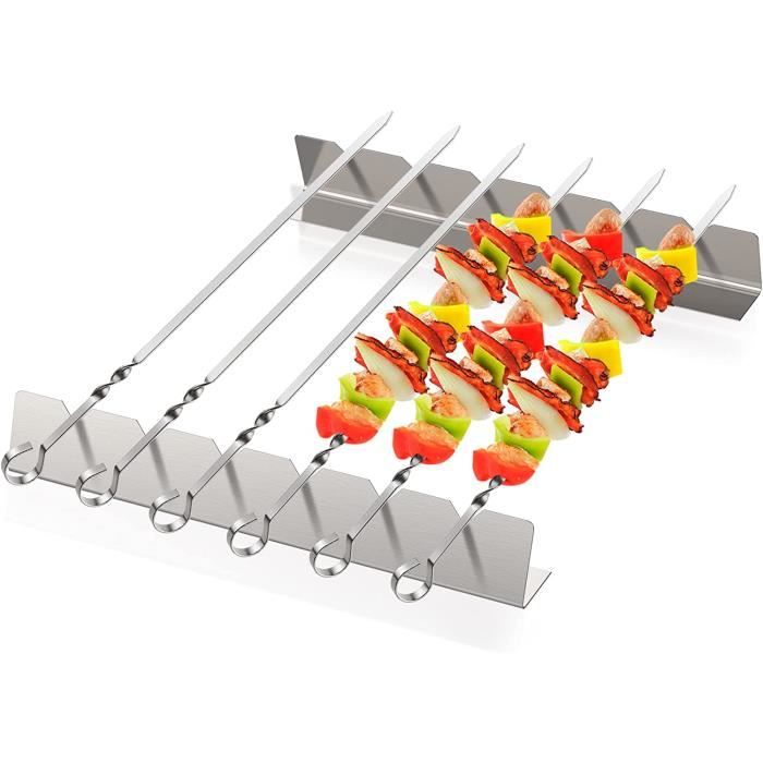Support Brochettes Réglable Support à Brochettes En Acier Inoxydable - Pour Barbecue Et Grill - Avec 10 Brochettes Support Brochette Bonbon