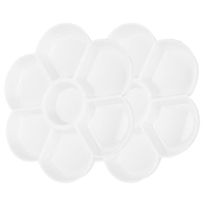 Palette Rectangulaire Blanche En Plastique PVC – 9 Puits + Réservoir Central – Idéale Pour Acrylique, Huile & Aquarelle – Lavable Et Pratique