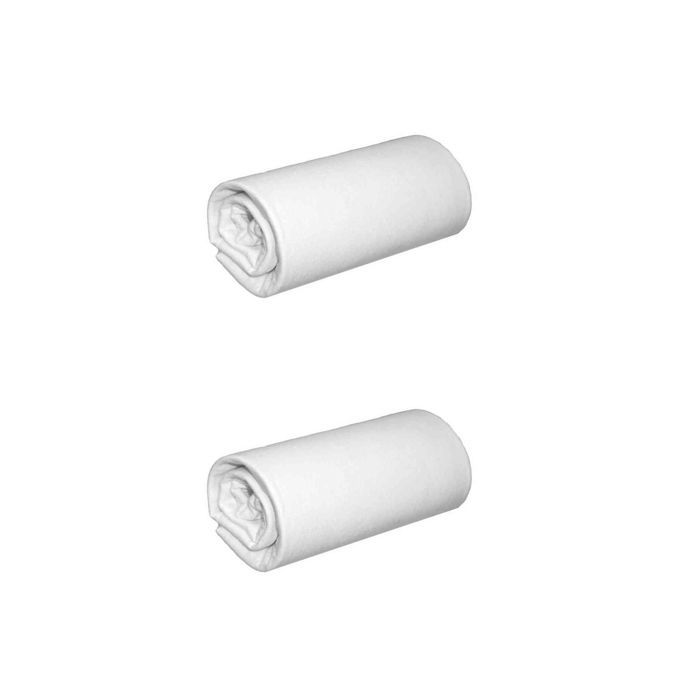 Lot de 2 draps housses jersey blancs bonnet 30 cm 100% coton biologique 160x190 - Blanc - Terre de Nuit
