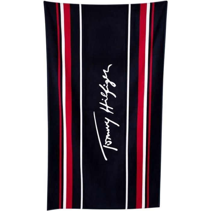 Tommy Hilfiger Pour des hommes Serviette de plage Signature Bleu Cdiscount Bagagerie Maroquinerie