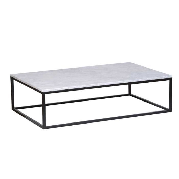 Table Basse Rectangulaire Metal Marbre Blanc Mulian L 120 X L