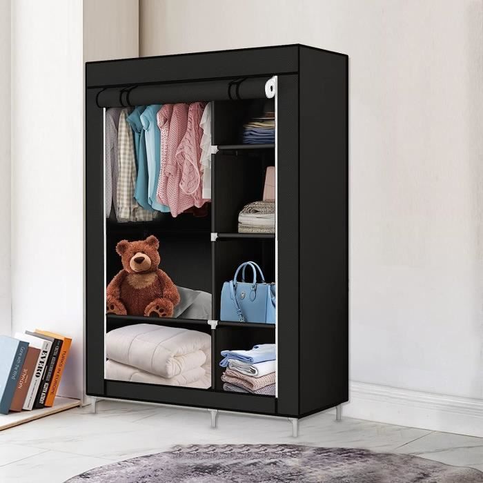 Armoire de rangement pliable en tissu intissé TRAHOO Noir Bancs de
