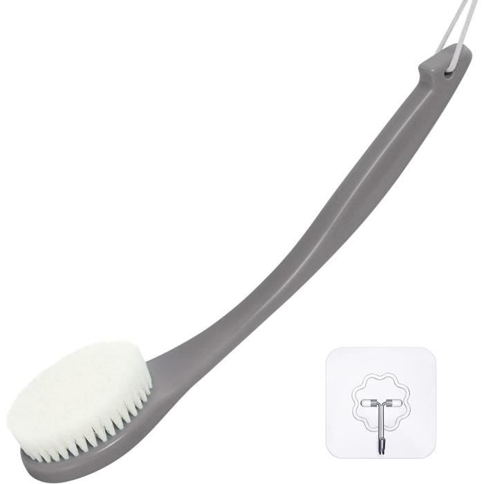 Brosse De Bain Longue Pour Le Dos En Silicone - 70/90 Cm - Couleur Saumon, Exfoliante Et Massage Intégré