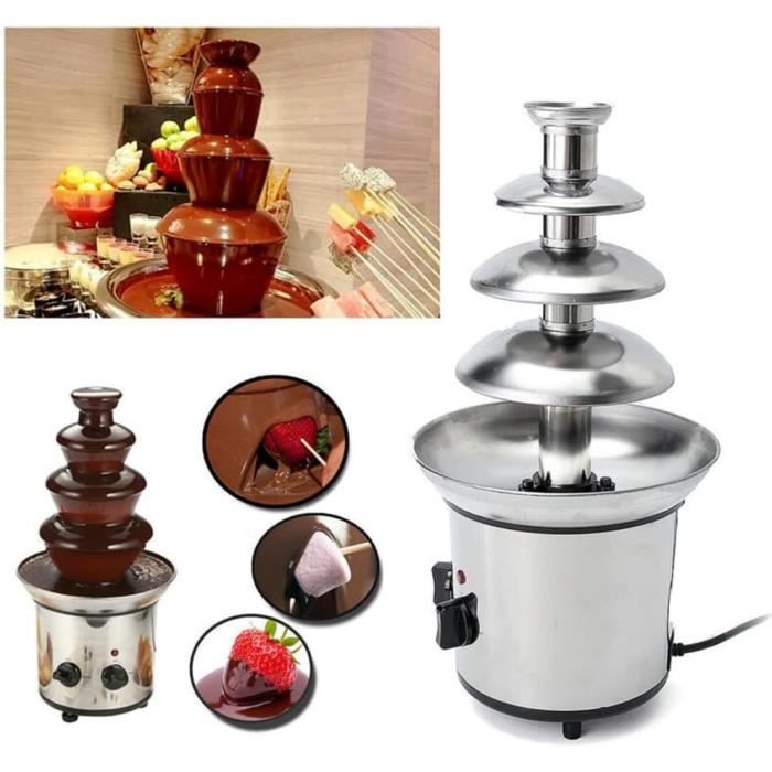 Fontaine à Chocolat Électrique 4 Niveaux Argentée – 1,2 L, Chauffage 38-45°C Pour Fêtes