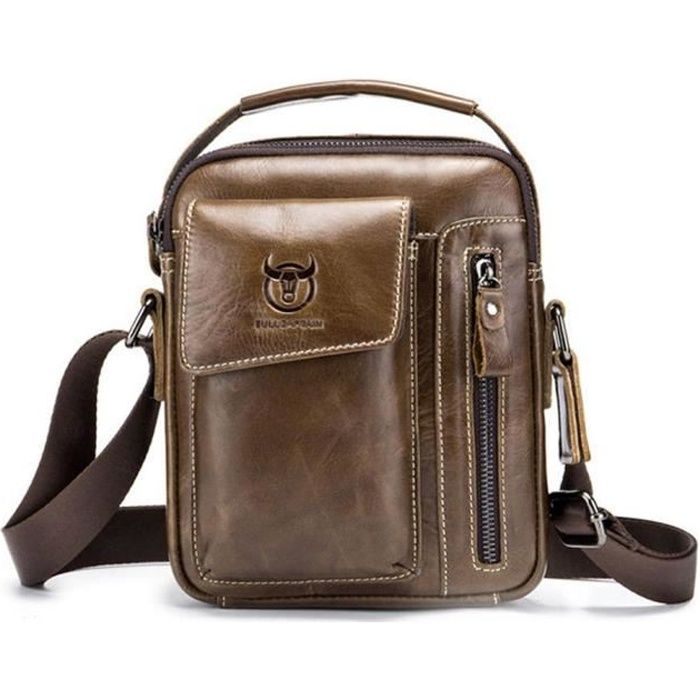Sac Bandoulière Voyage En Cuir Véritable Marron - Fait Main, Réglable, Plusieurs Poches