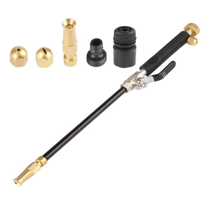 Lance à Eau Haute Pression Portable Hydro Jet - 3 Buses Interchangeables, Raccord Pour Tuyau D'Arrosage 1/2" Et 3/4", Alliage Aluminium