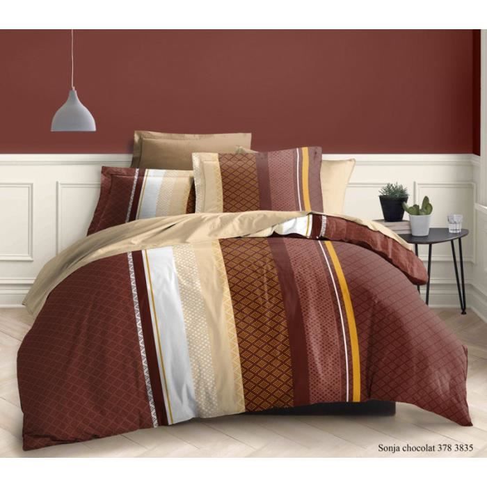 Parure De Lit Noël 240x260 Cm - Housse De Couette + 2 Taies 65x65 - Motif Arbre Cadeau - Microfibre Douce Brossée