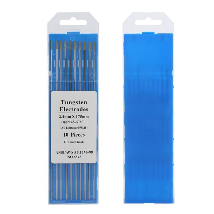 10Pcs Électrodes De Tungstène WP Pointe Verte Pour Soudage Tig AC, 1.0/1.6/2.0/2.4/3.2mm Électrodes De Tungstène Professionnel(2.4mm*175mm