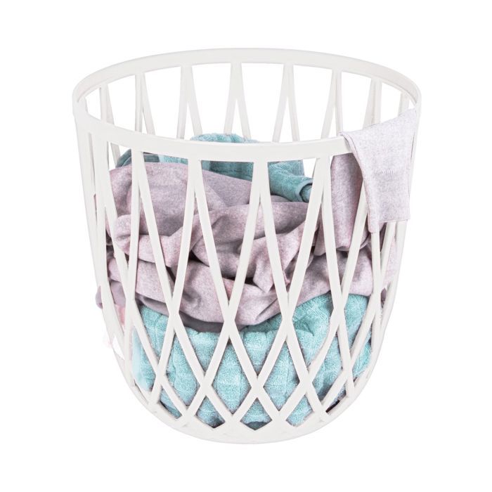 Wenko - Coffre à linge et Tabouret de salle de bains Omio - Blanc
