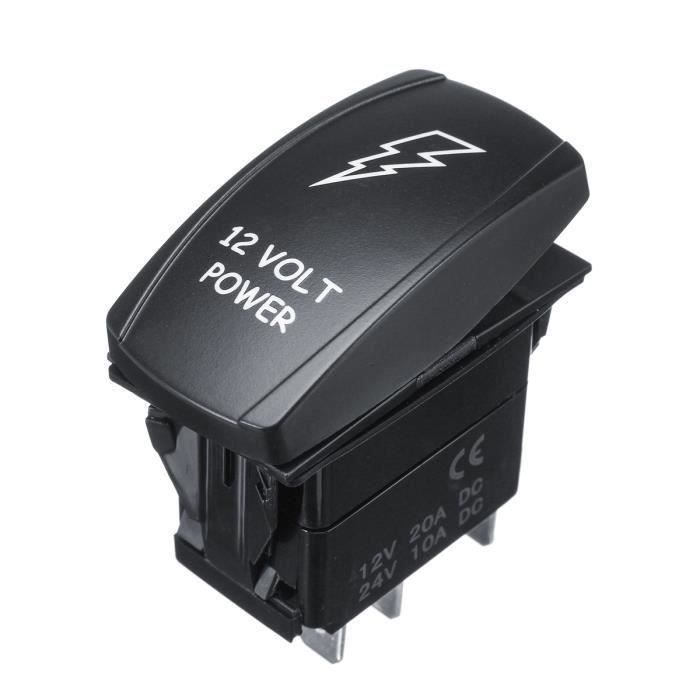 Interrupteur à Bascule 12V 5A (15A Max) 3 Broches - Pour Bateau, Camping-car, Voiture, Camion - Noir Ou Rouge - 6