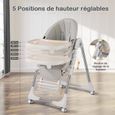 Chaise Haute Bébé Evolutive Pliable - Hauteur réglable - Plateau Repas Amovible - 4 Roues directionnelles - Assise Confortable-1