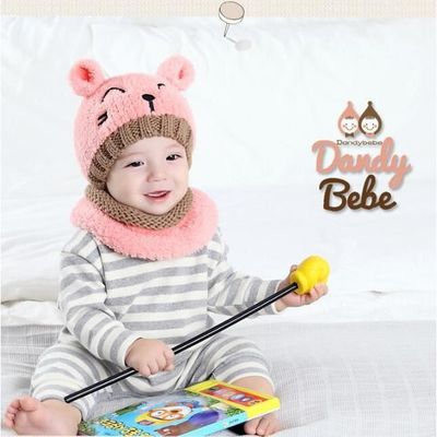 Bonnet hiver pour Bebe de 6 mois a 1 ans Rose Chapeaux Set 2 pieces Ensemble Echarpe Calotte Chapeau Bebe Fille Garcon Enfants Cdiscount Pret a Porter
