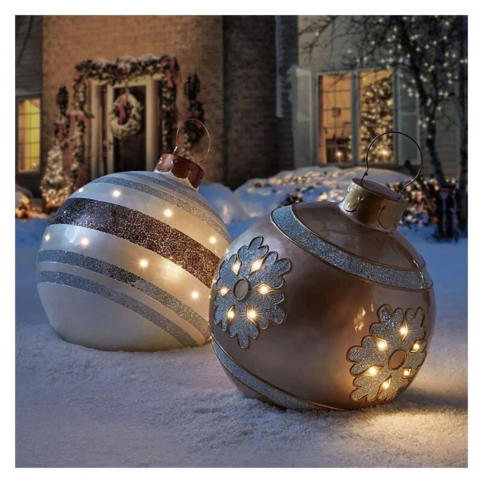 Boule De Noël Gonflable Géante 60 Cm | Décoration Intérieur/Extérieur Pour Fêtes | Avec Motif Flocons - 3