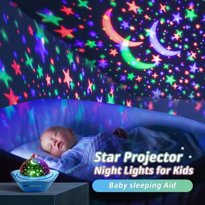 Veilleuse Bébé Projecteur Ciel Etoile, Veilleuse Enfant Veilleuse Musicale  et Lumineuse,15 Thèmes 360°Rotation