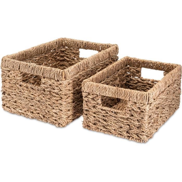 Decorasian Panier de rangement pour étagère en jonc de mer - très stable