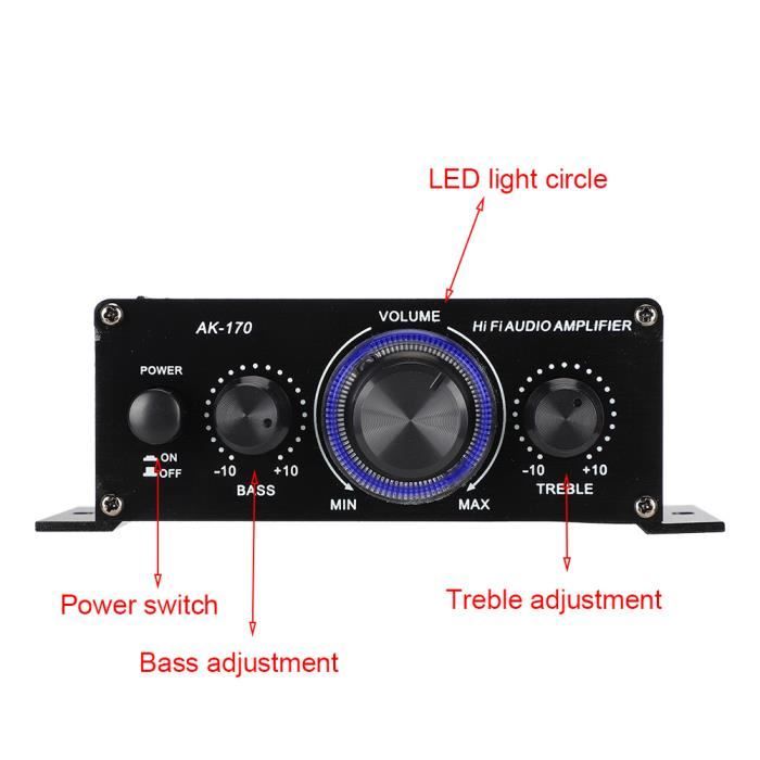 Amplificateur Bluetooth Stéréo 20W + 20W - 2 Canaux - Alimentation DC 8-24V - Pour Enceintes, Home Cinéma, Voiture