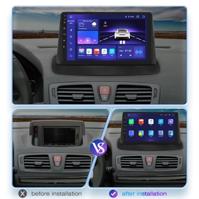 9 2 32GB Android Autoradio für Renault Megane III 2009-2015, Autoradio mit Wireless Carplay Android Auto GPS Navigation Bluetooth Radio RDS Touchscreen WiFi SWC