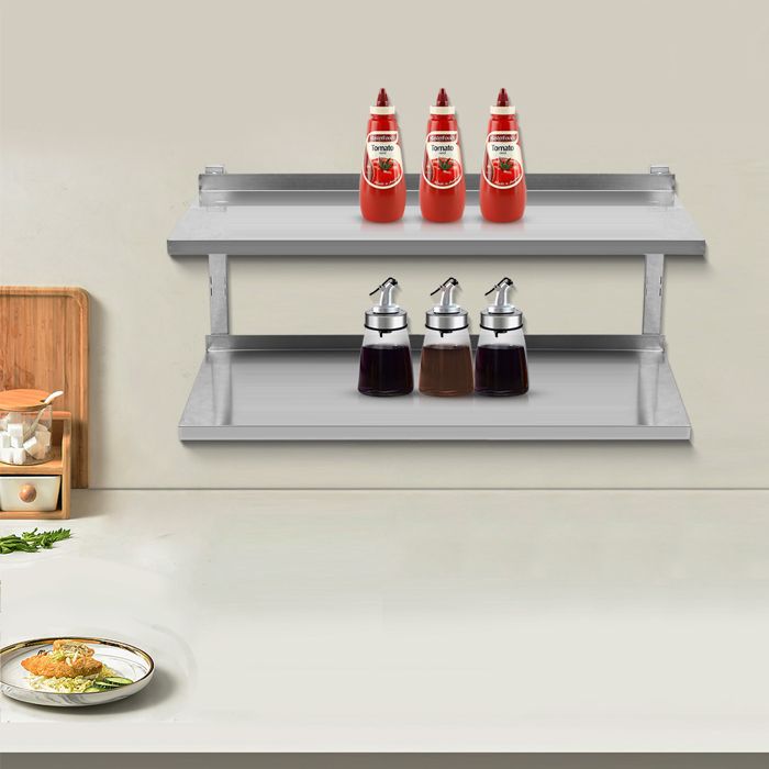 BeSokar Étagère De Cuisine 2 Étages Réglable Et Extensible - Acier Carbone Solide Avec Tiroir, Crochets Et Ventouses - Montage Facile Sans Percer - Blanc