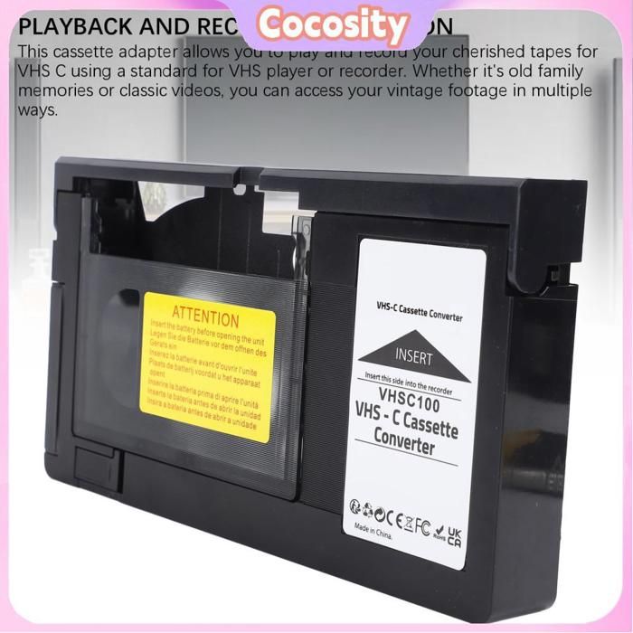 Adaptateur cassette pour caméscopes VHS-C vers VHS – Idéal pour lecteur magnétoscope, lecteur cassette vidéo, conversion numérique, original scellé en usine My Needle Store Adaptateur cassette pour caméscopes VHS-C vers VHS – Idéal pour lecteur magnétoscope, lecteur cassette vidéo, conversion numérique, original scellé en usine My Needle Store