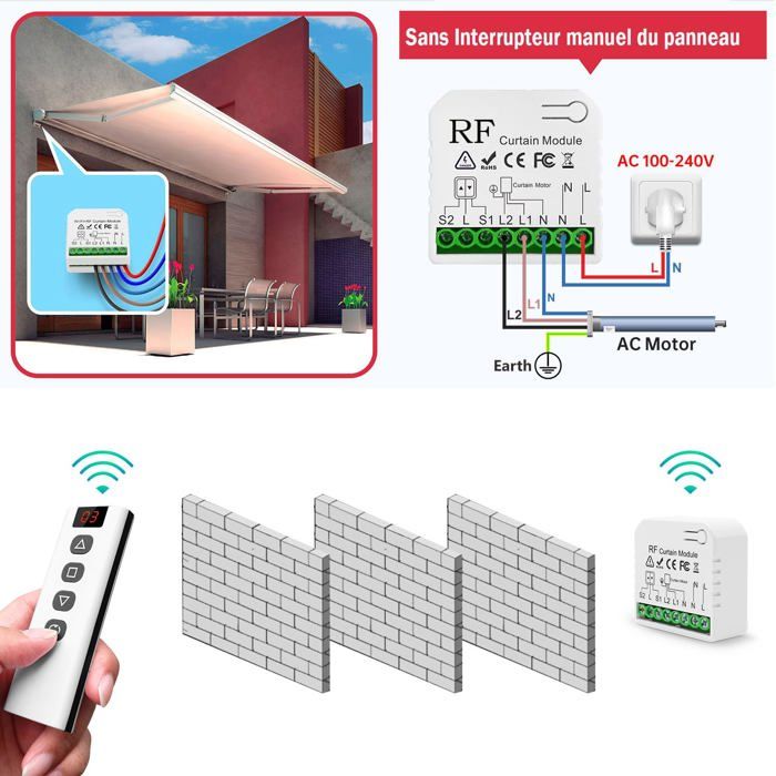 Module Design Interrupteur Interrupteur Module Volet Roulant Interrupteur Sans Fil 220V 230V ...