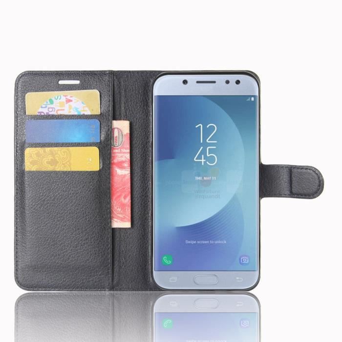 Galaxy J3 (2017) Coque, Rétro PU Cuir Portefeuille avec Support