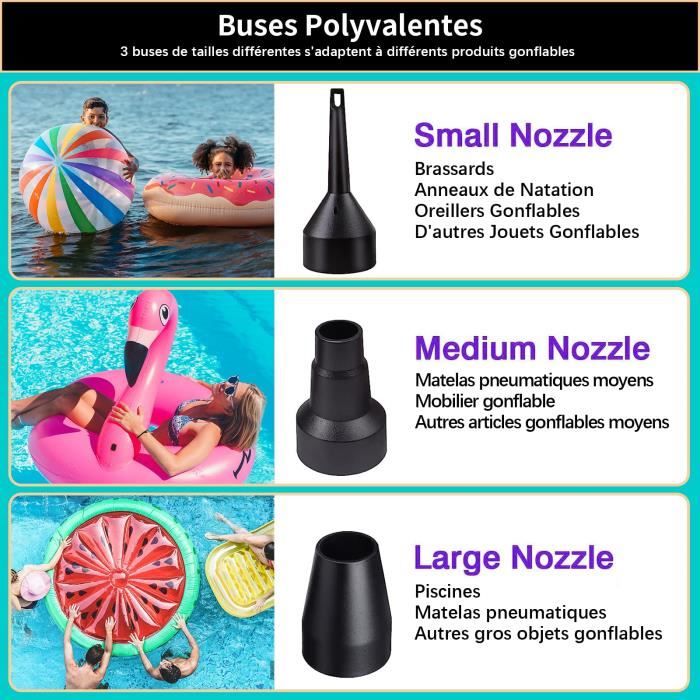 Pompe à Air Électrique 600W – Gonfleur/Dégonfleur 2 En 1 Avec 5 Buses – Idéal Matelas Gonflable, Camping, Canapé, Piscine