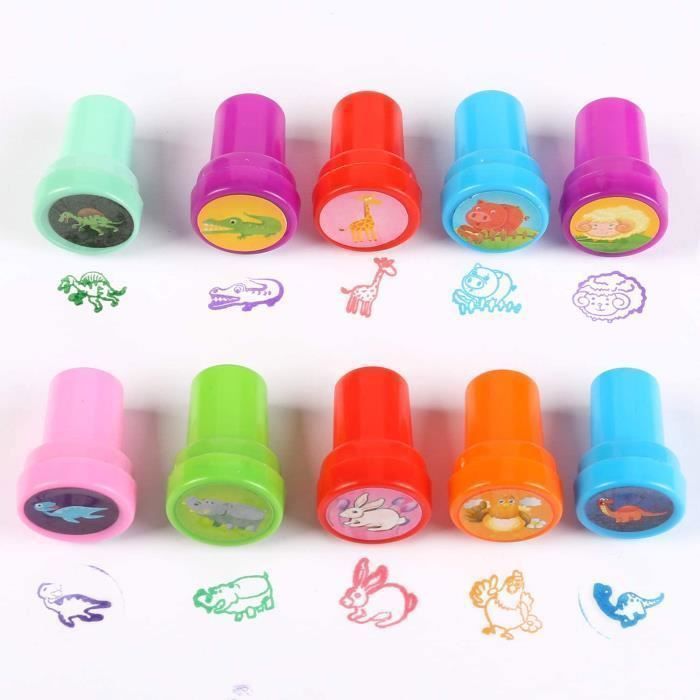 Gudotra – 36 Tampons Auto-encrants Animaux Et Dinosaures – 26 Motifs Animaux + 10 Dinosaures – Encre Intégrée, Couleurs Variées, Sans Toxique, Activité Créative Enfant