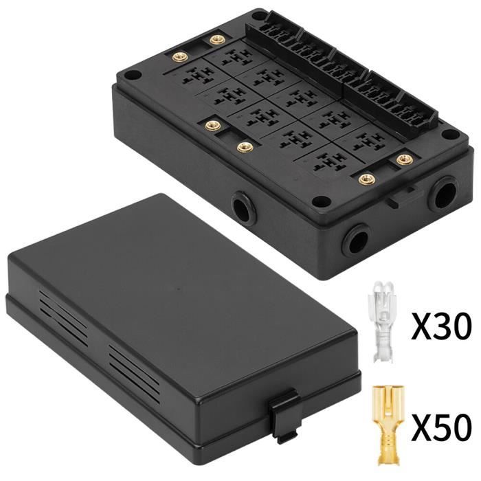 Omabeta Boîte De Relais à Fusibles Boîte Porte-fusible à 6 Voies Avec 6 Relais 12 V En Plastique