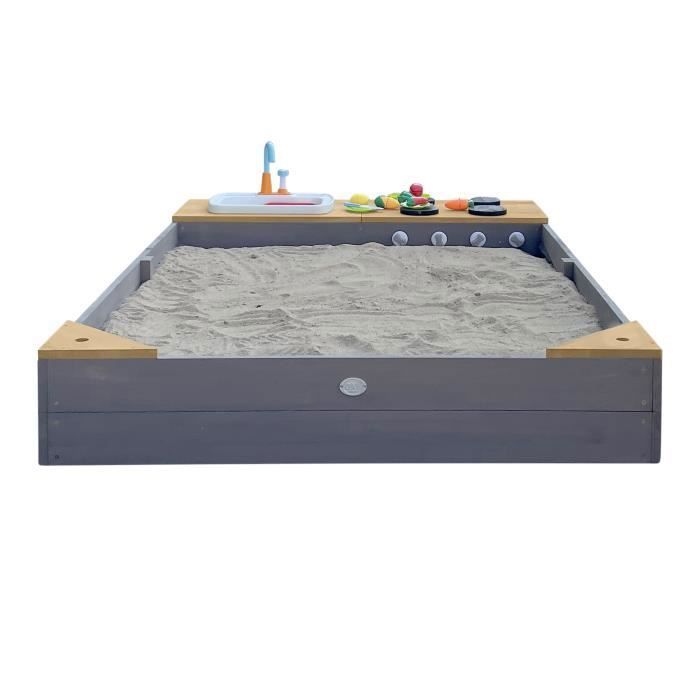 dobar 94350FSC Bac à Sable en Bois FSC avec Toit Ajustable en Hauteur, inclinable et protégé UV 801 Fond de bac Inclus 117 x 117 x 117 cm