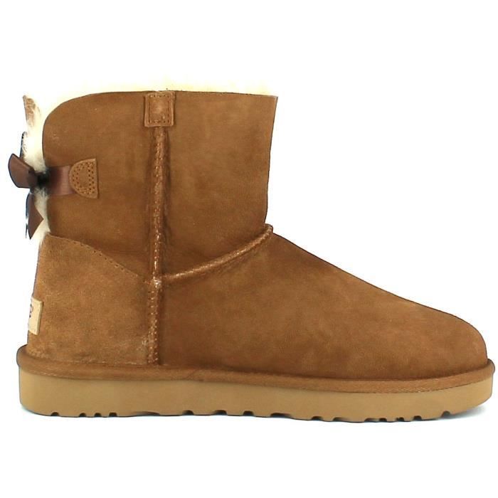 Bottes UGG Mini Bailey Bow II Femme Cuir Marron Marron