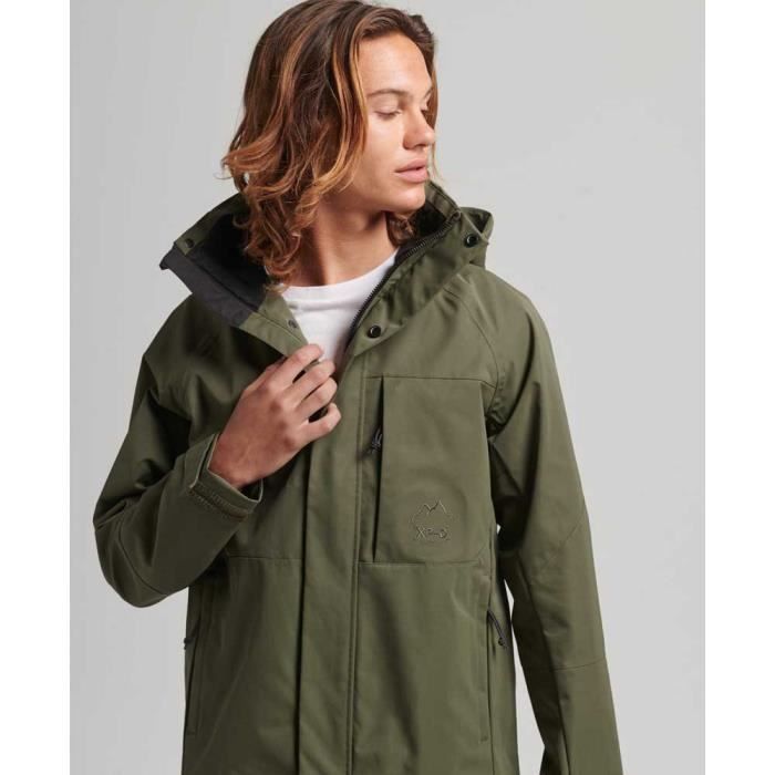 Veste impermeable homme Superdry XPD Kaki delave Coupe decontractee