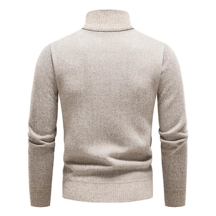 KTWOLEN Pull Homme à Fermeture Éclair 3/4 Chaud Tricoté Doublé Polaire - Col Montant Confortable Hiver