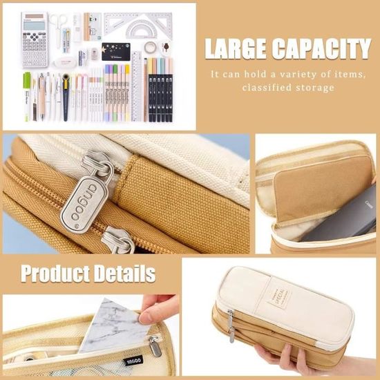 Trousse Scolaire Trousse À Crayons,Grande Trousse À Crayons 4 Compartiments,Grande Capacité