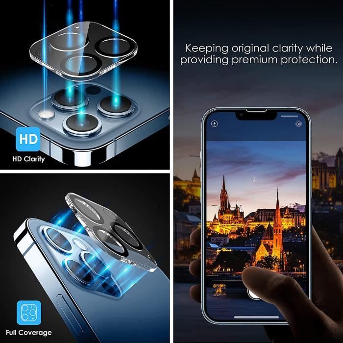 Glass de protection en verre trempé caméra compatible avec iphone